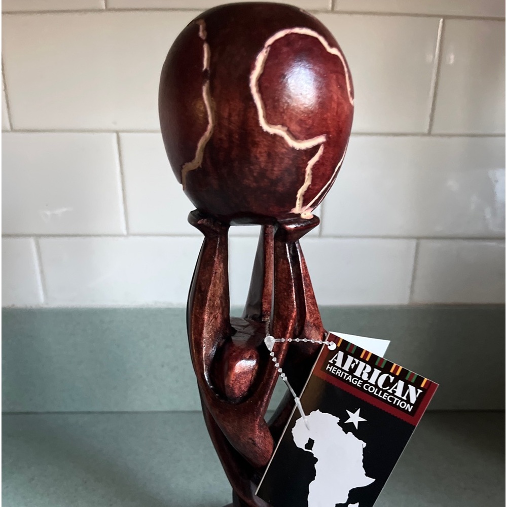 Wooden hand carved African Tribal Unity Globe Ghana NWT